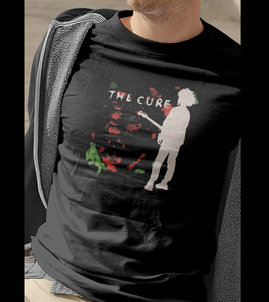 The Cure Guitarist Silhouette With Abstract T-Shirt