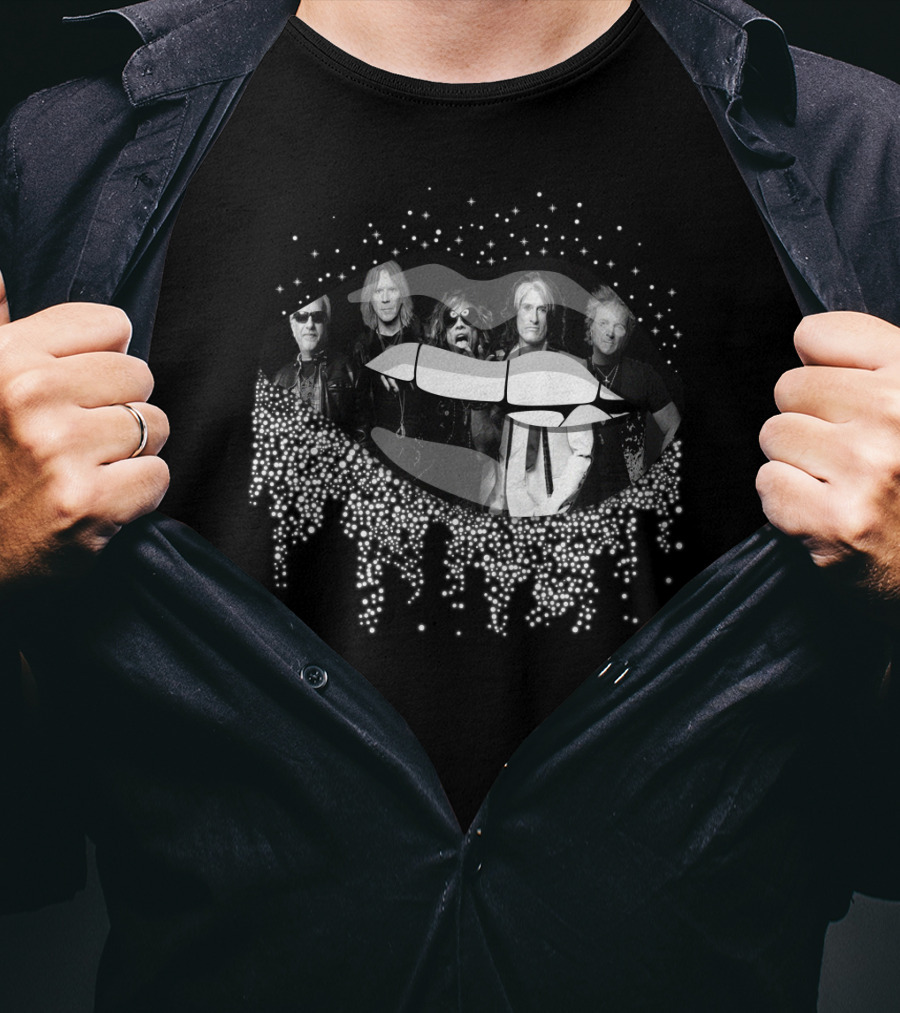 AeroSmith Band With Glitter Lips T-Shirt