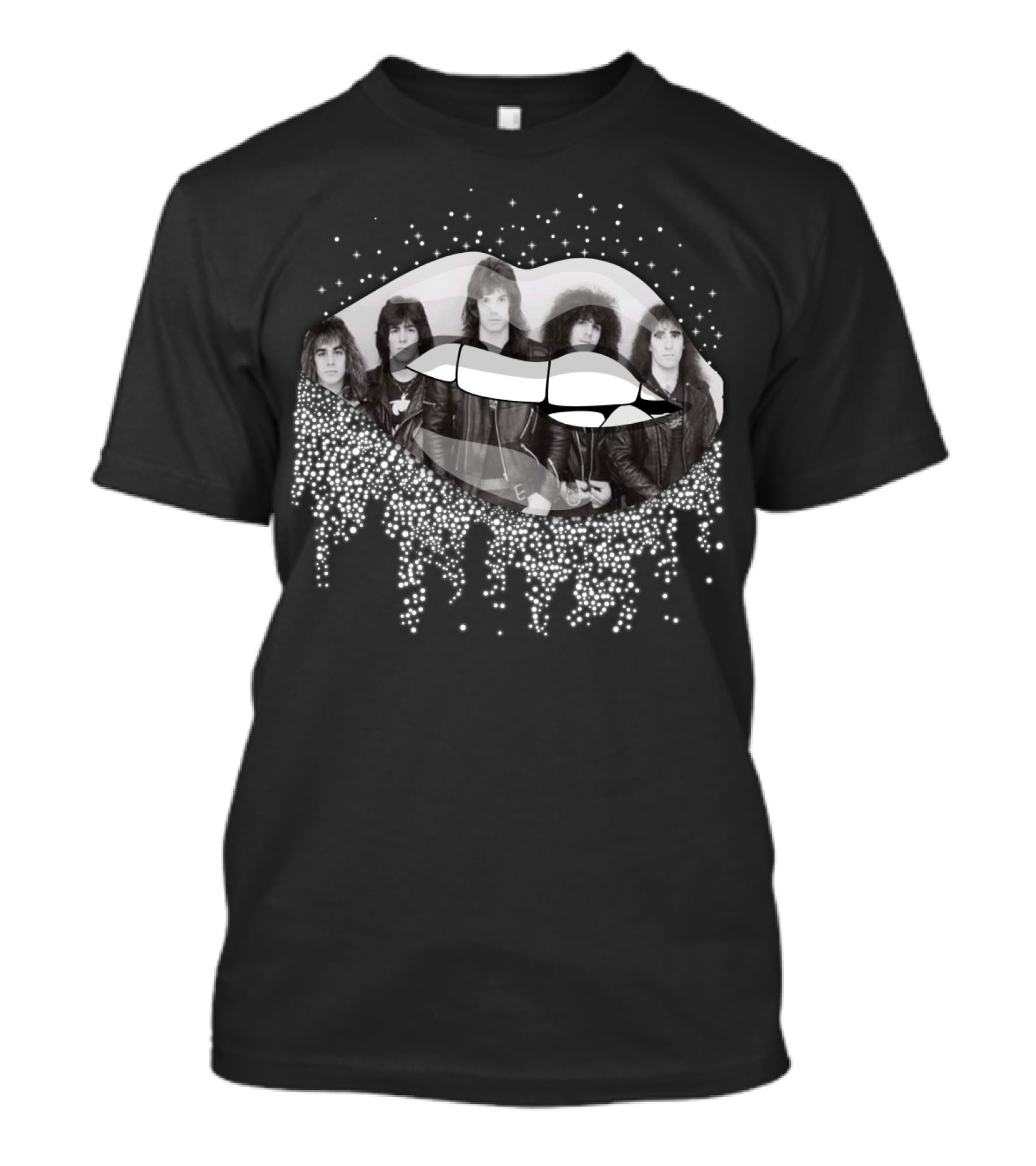 Anthrax Band Members In Stylized Lip Design With Sparkling Elements T-Shirt