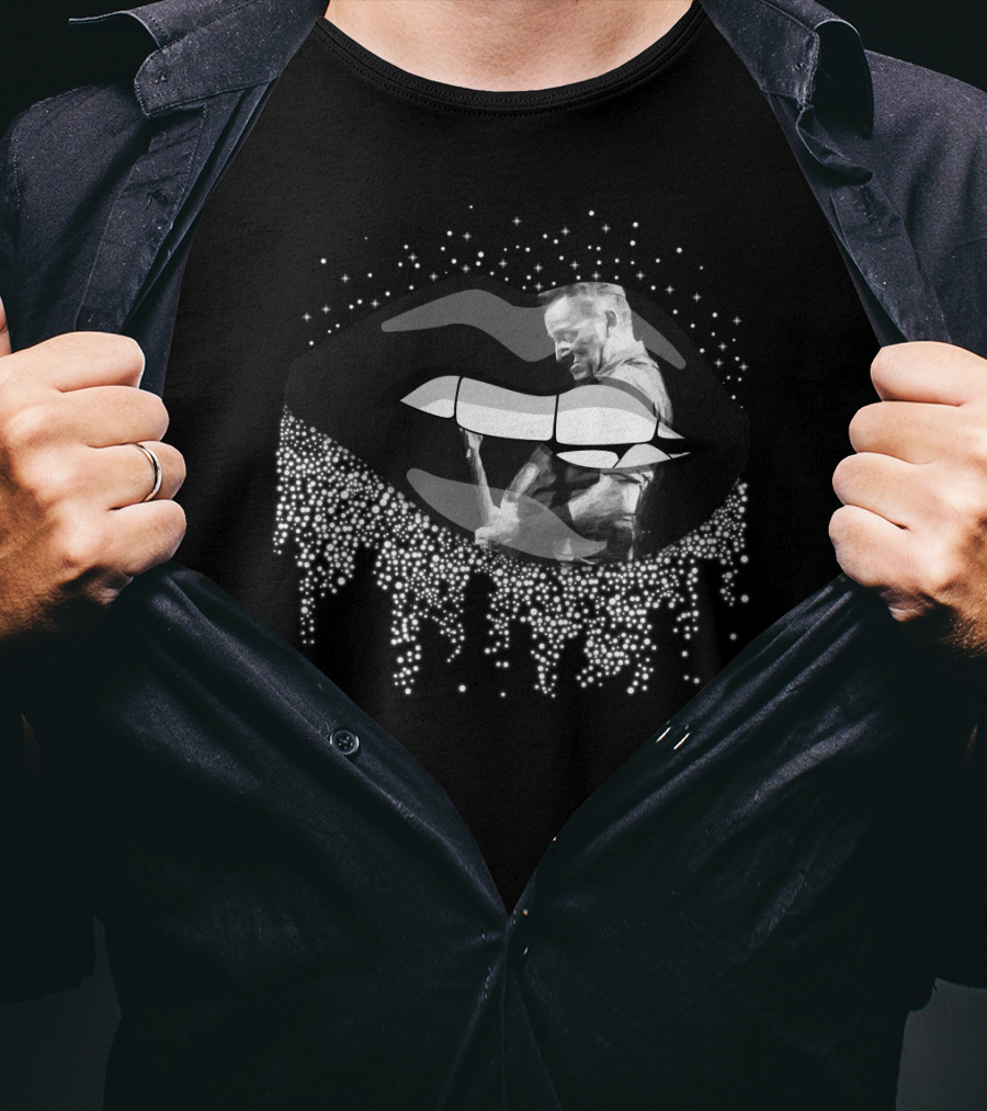 Bruce Springsteen Monochrome Lips And Guitar Silhouette Iconic T-Shirt