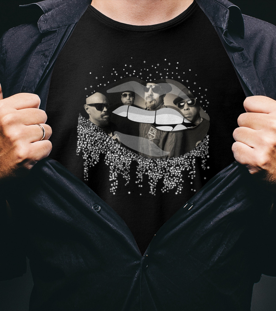 Cypress Hill Band Members Silhouette In Pixelated Lips T-Shirt