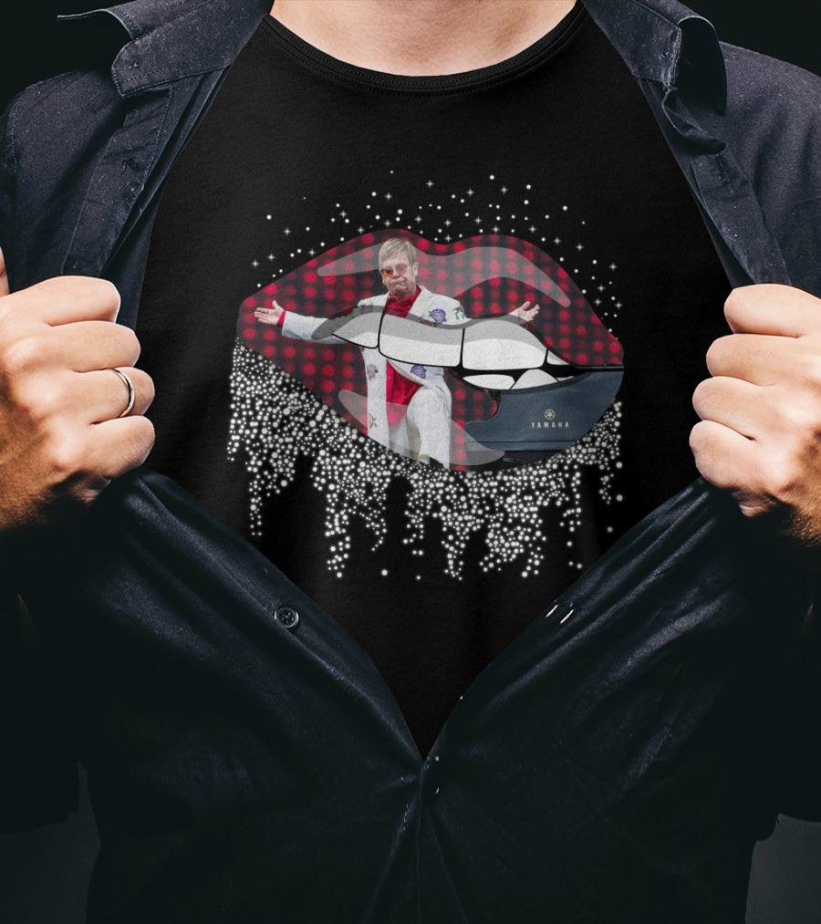 Elton John Yamaha Lips Sparkle Red Costume T-Shirt