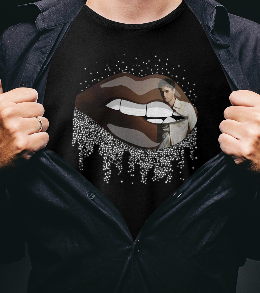Enrique Iglesias Graphic With Sparkling Lips T-Shirt