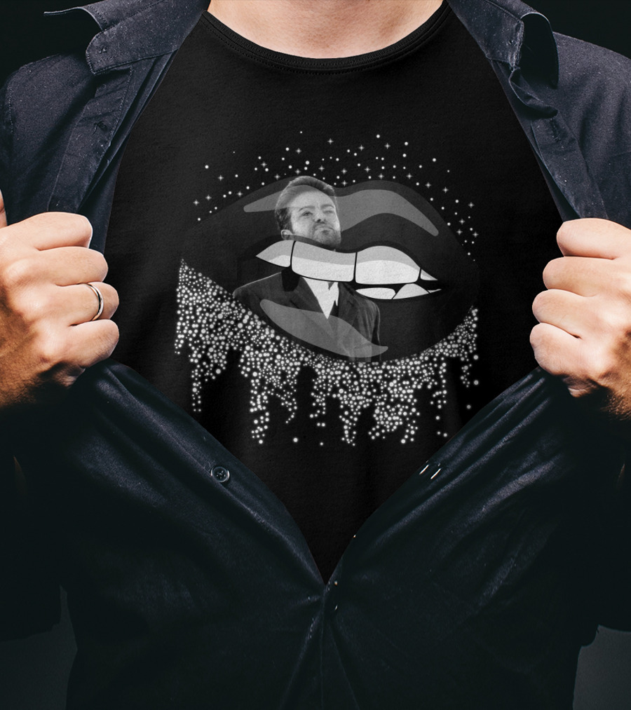 George Michael Sparkling Lips Graphic With Starry Effect T-Shirt