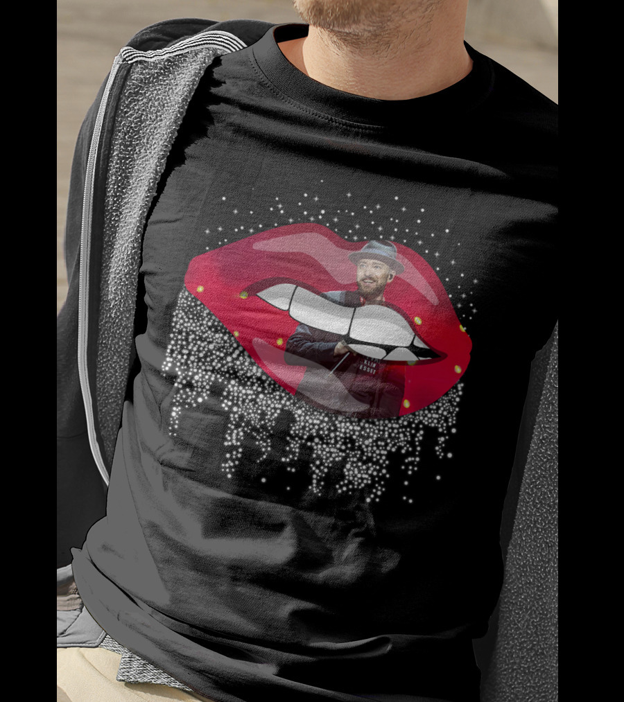 Justin Timberlake Red Lips Dripping Rhinestones Hat T-Shirt