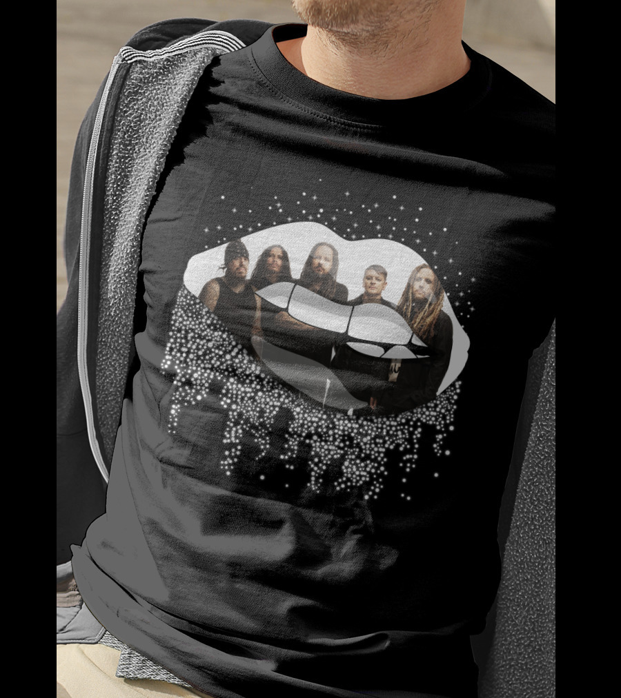 Korn Band Members Inside Dripping Sparkling Lips T-Shirt