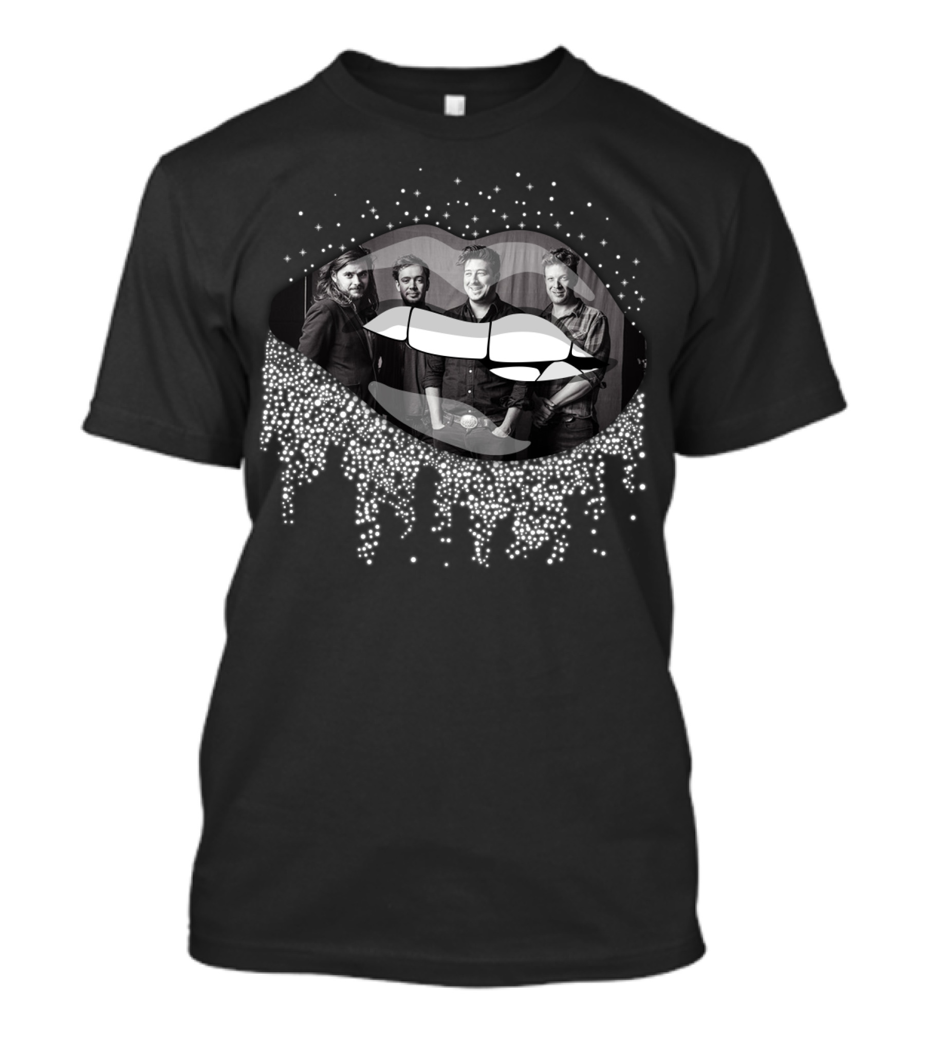 Mumford And Sons Black And White Lip Silhouette Band Members Photo T-Shirt