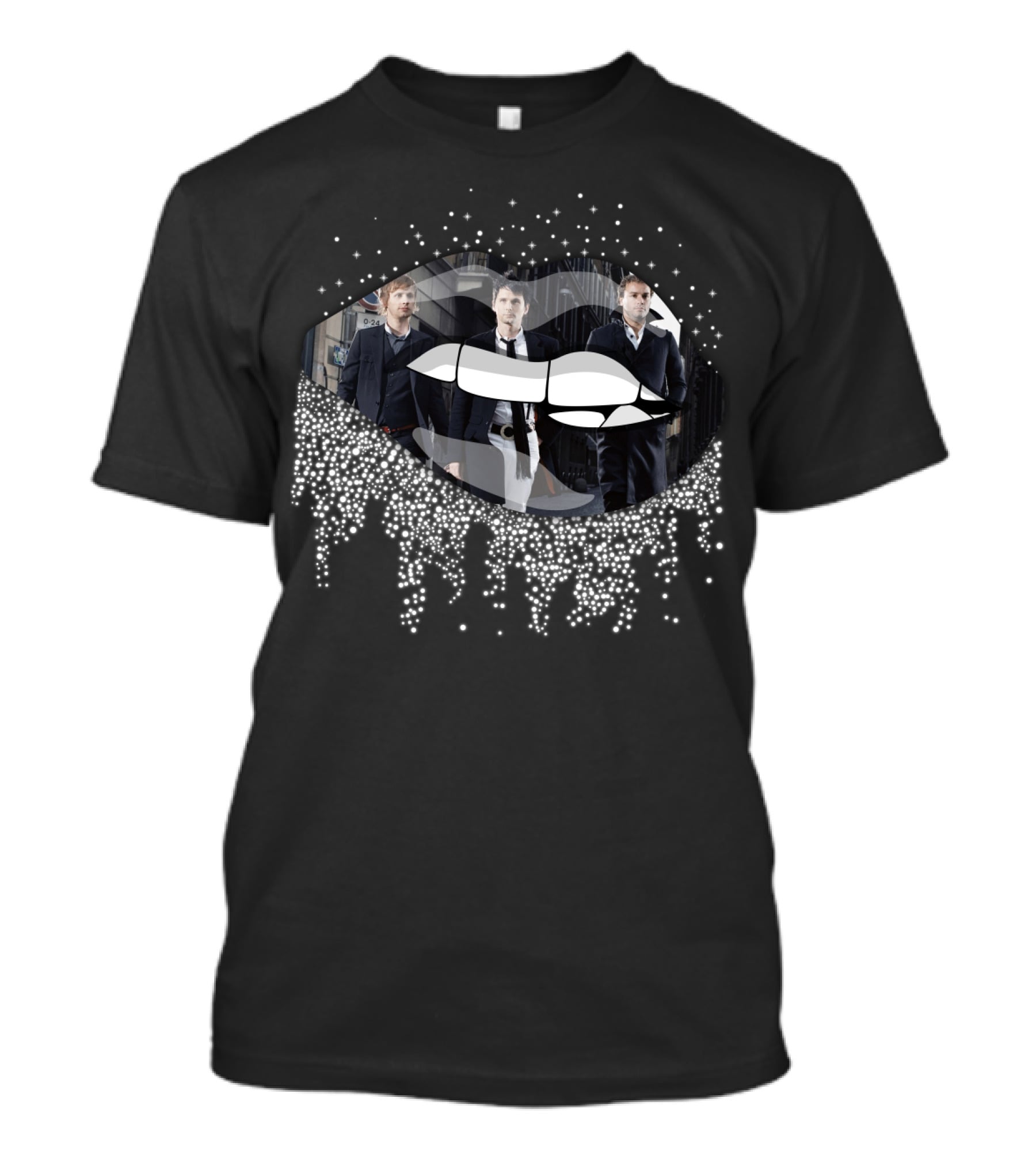 Muse Band Members White Lips Sparkling Drip T-Shirt