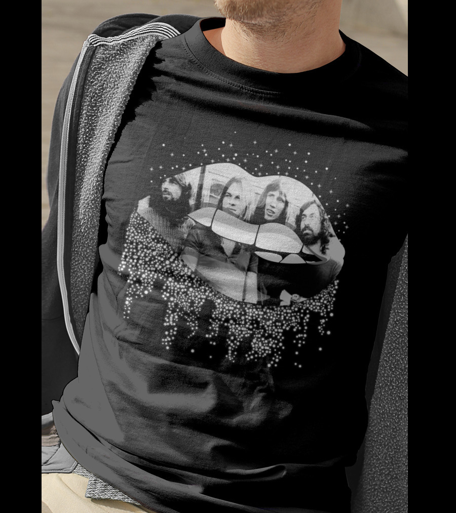 Pink Floyd Band Members Monochrome Dripping Lip T-Shirt