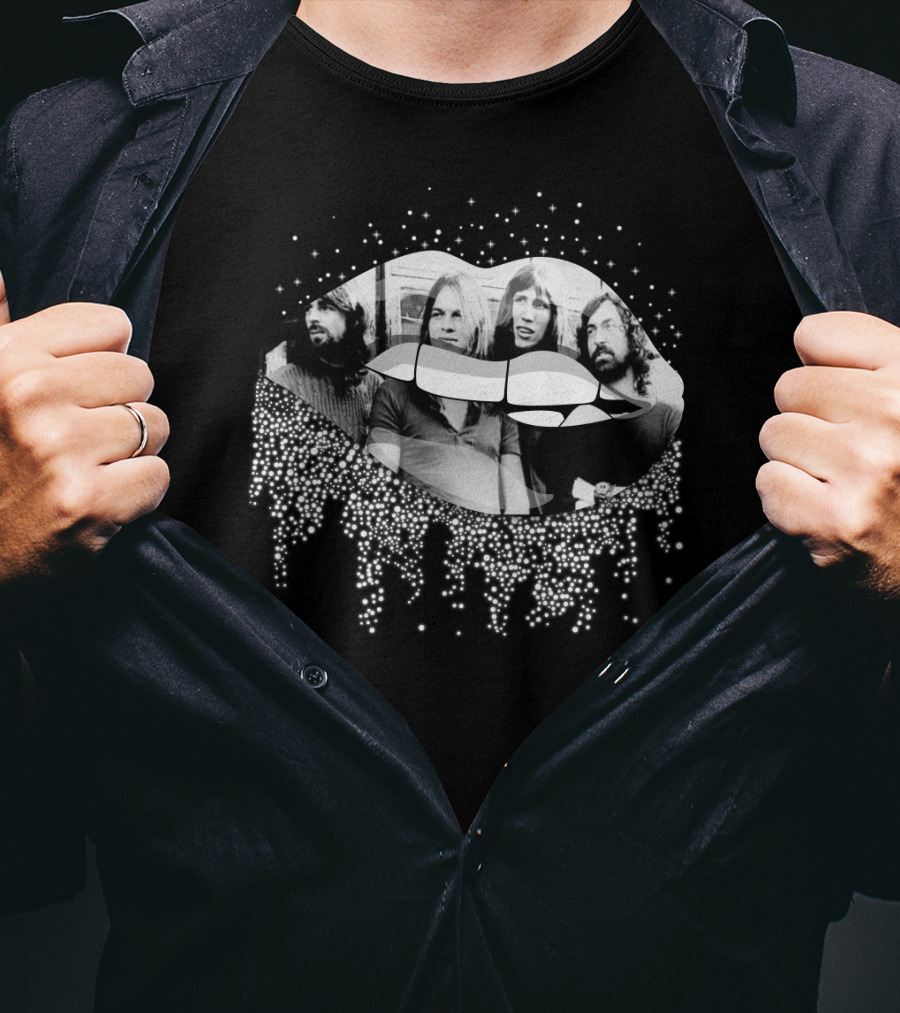 Pink Floyd Band Members Monochrome Dripping Lip T-Shirt