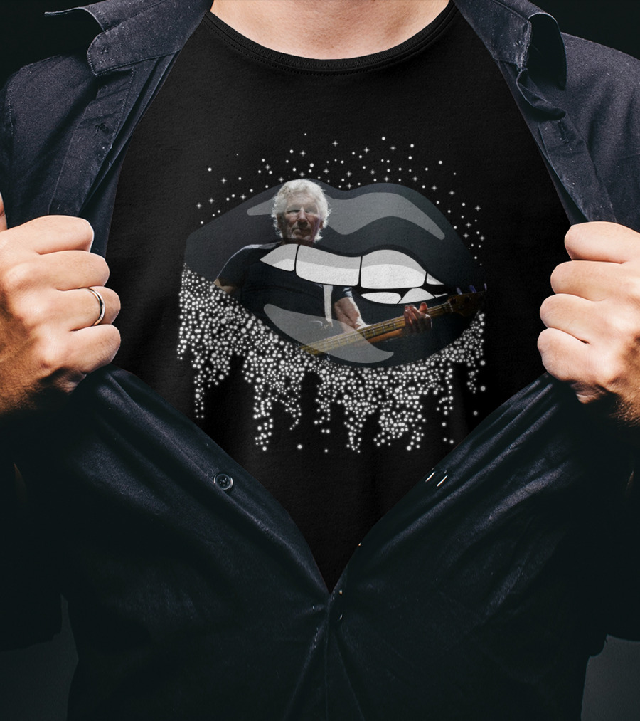 Roger Waters Guitar Performance Surreal Dripping Lips T-Shirt