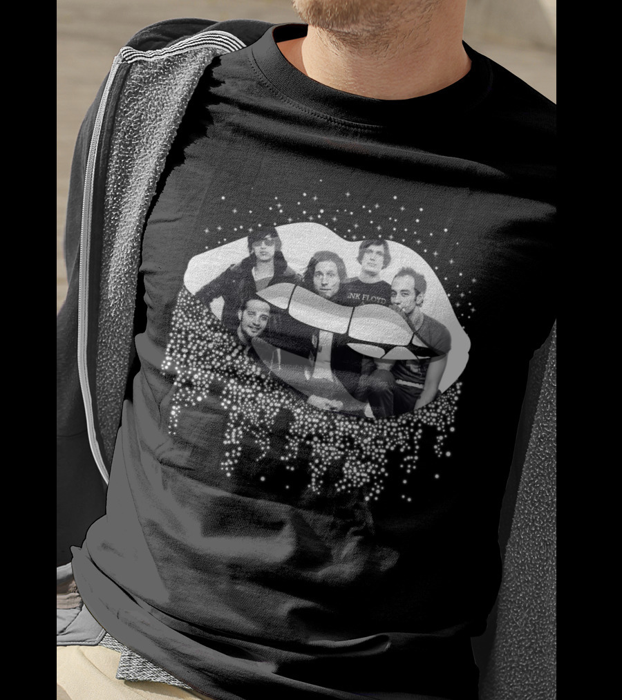 The Strokes Band Overlayed On Glittering Lips T-Shirt