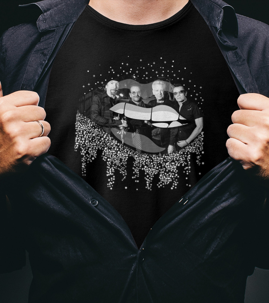U2 Music Group Photo With Sparkling Lips T-Shirt