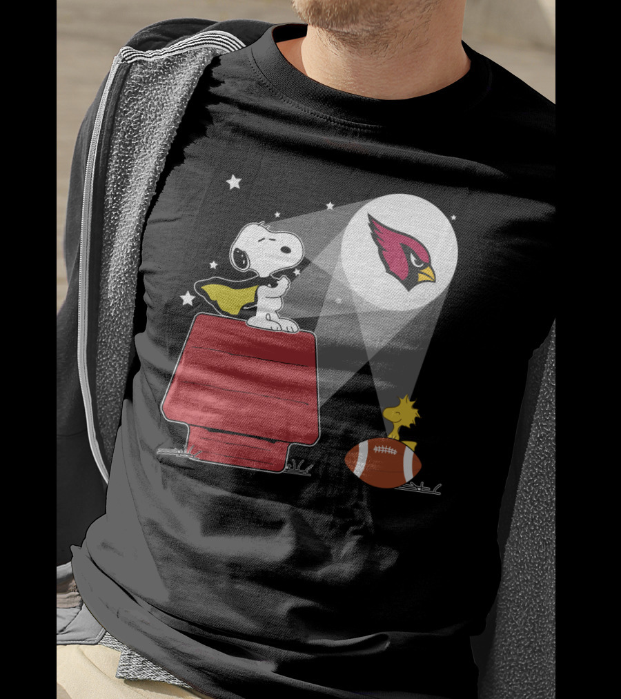 Snoopy And Woodstock Arizona Cardinals Peanuts Football Spotlight T-Shirt