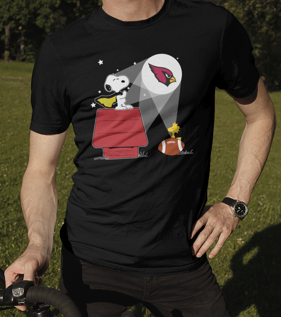 Snoopy And Woodstock Arizona Cardinals Peanuts Football Spotlight T-Shirt