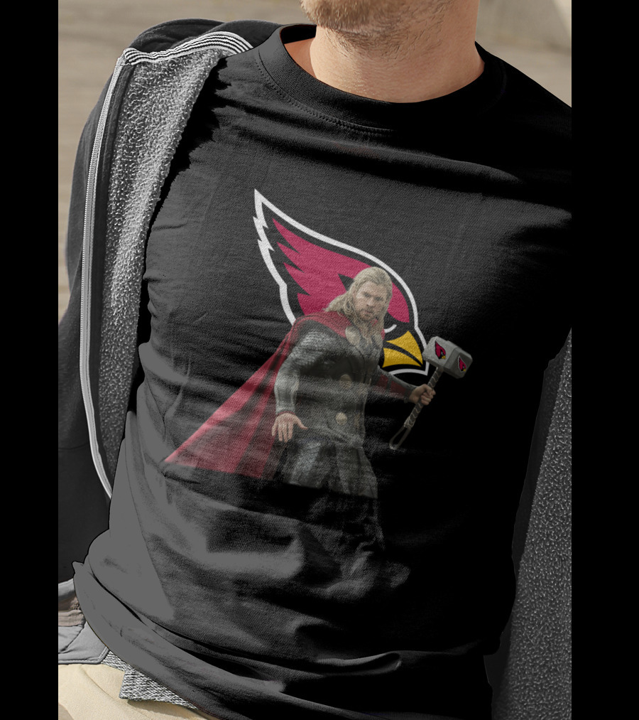 Arizona Cardinals Thor Crossover Featuring Iconic Team T-Shirt