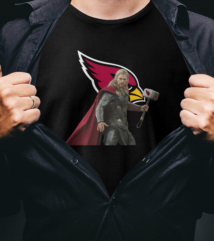 Arizona Cardinals Thor Crossover Featuring Iconic Team T-Shirt