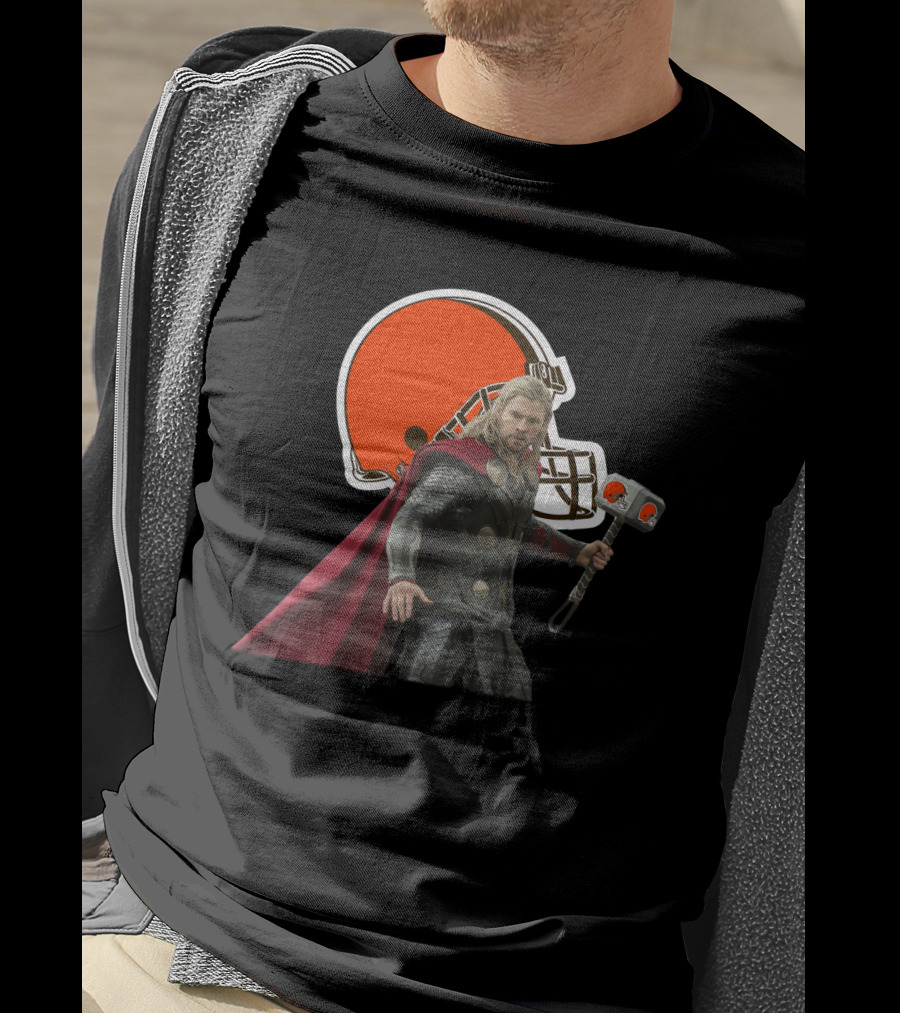 Cleveland Browns Thor Crossover Helmet And Hammer T-Shirt