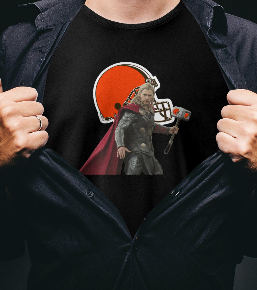 Cleveland Browns Thor Crossover Helmet And Hammer T-Shirt