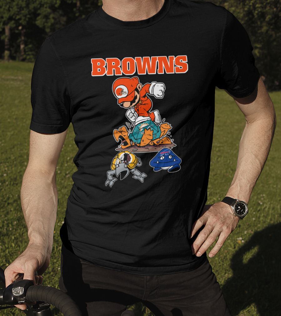 Browns Super Mario Style Character Stomping Nfl Rivals T-Shirt