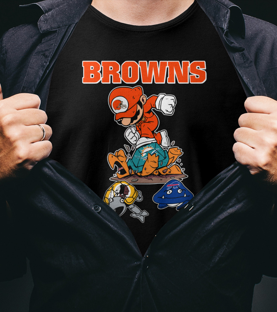 Browns Super Mario Style Character Stomping Nfl Rivals T-Shirt