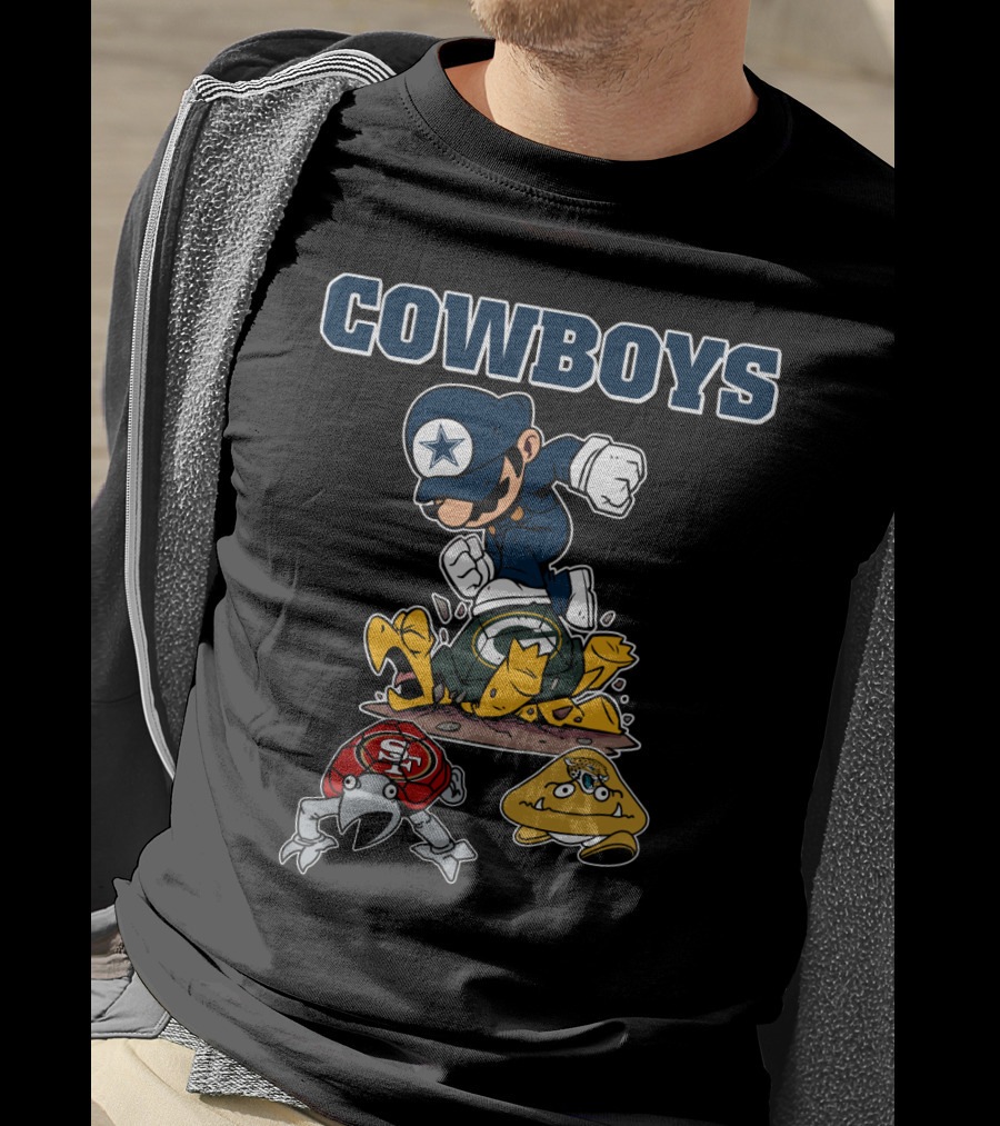 Cowboys Star Character Over Nfl Team Mascots T-Shirt