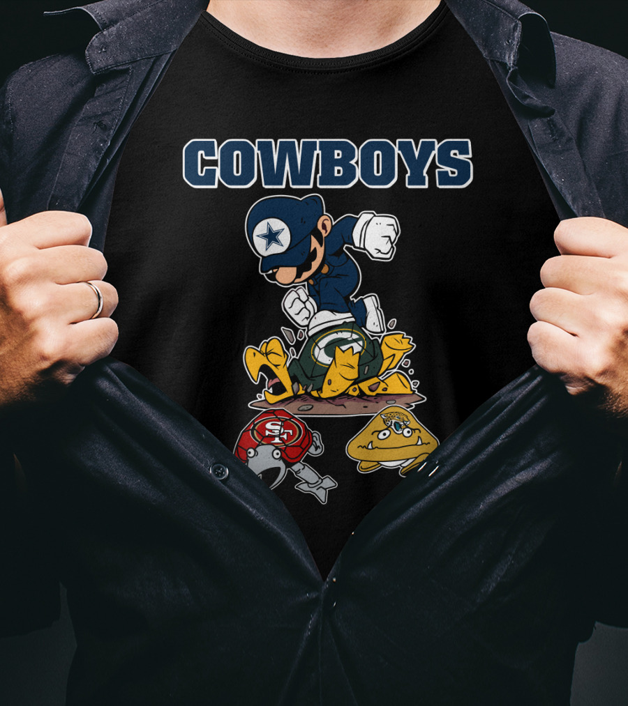 Cowboys Star Character Over Nfl Team Mascots T-Shirt
