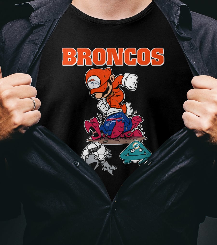 Broncos Denver Mario Jumping Over Enemies T-Shirt