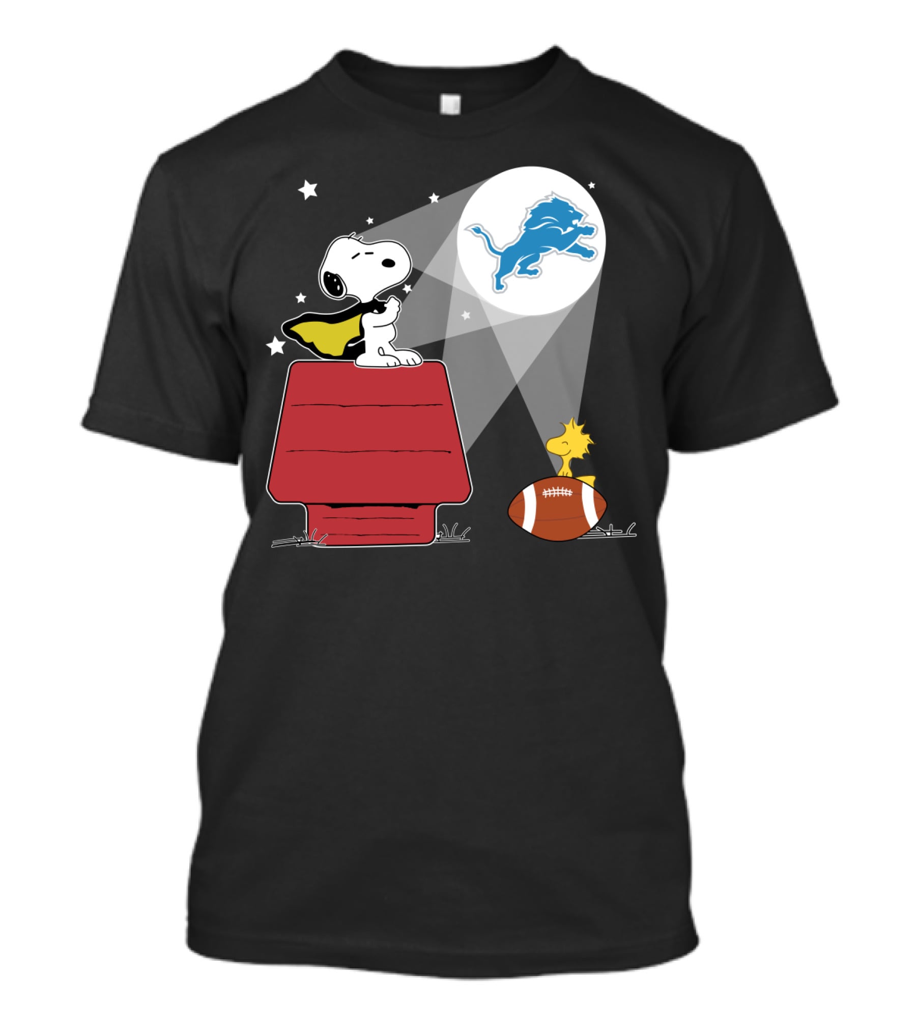Snoopy Woodstock Moonlight Detroit Lions Football T-Shirt