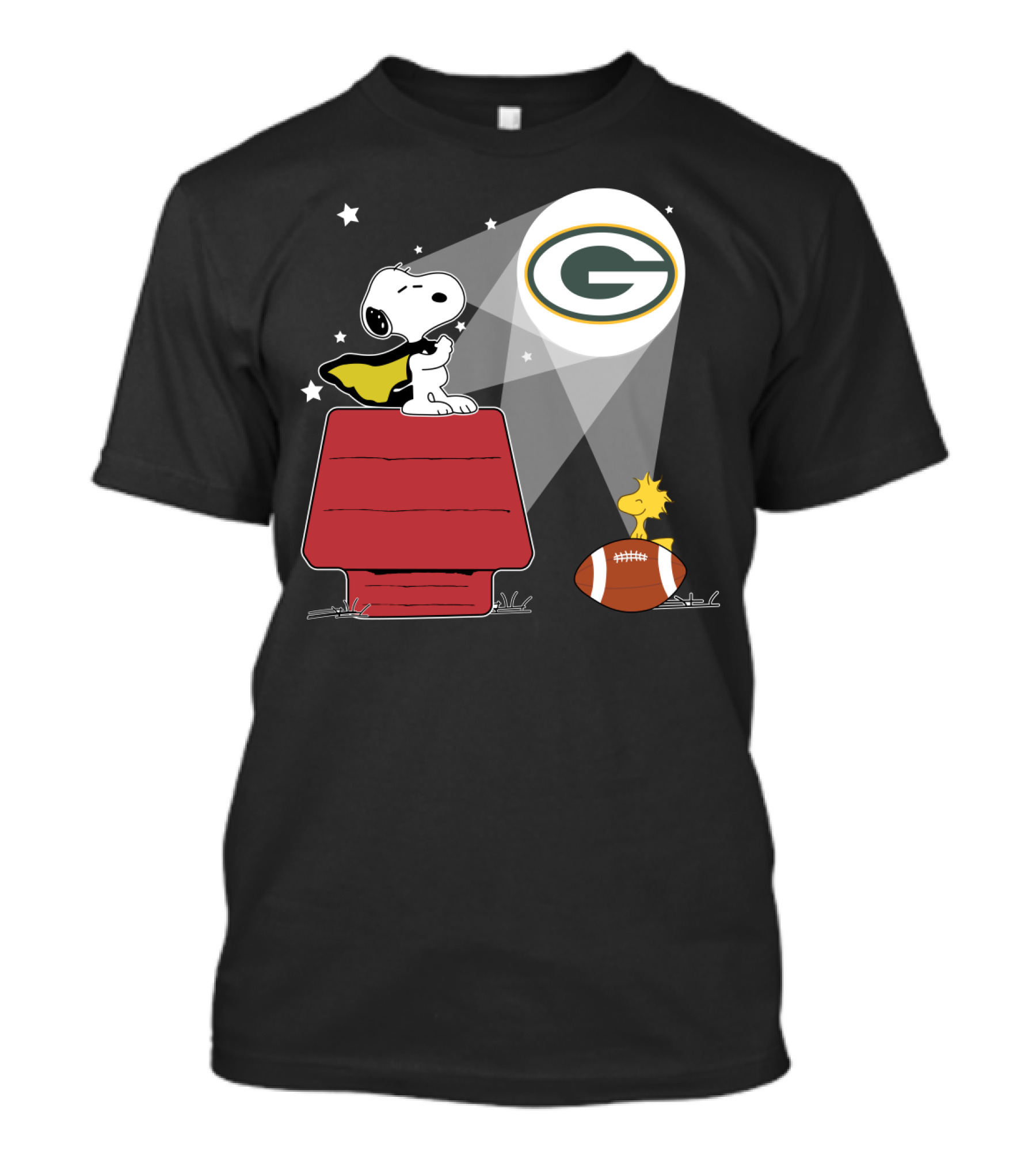 Snoopy Woodstock Green Bay Packers Football Bat Signal T-Shirt