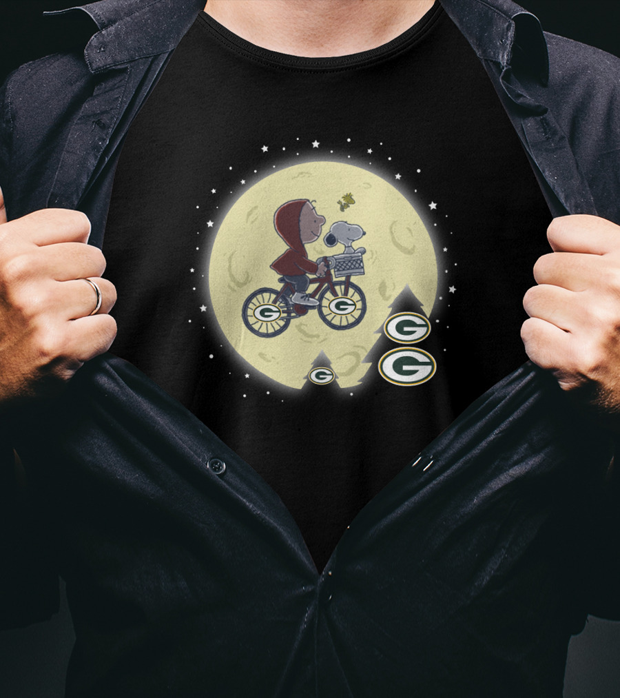 Halloween Green Bay Packers Peanuts E.t. Moon Scene T-Shirt