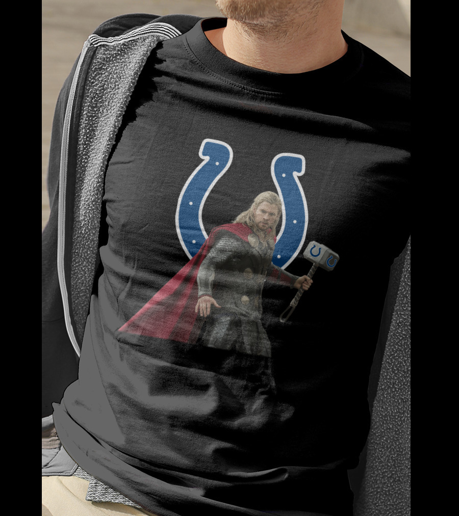 Indianapolis Colts Thor Hammer Logo Combination T-Shirt