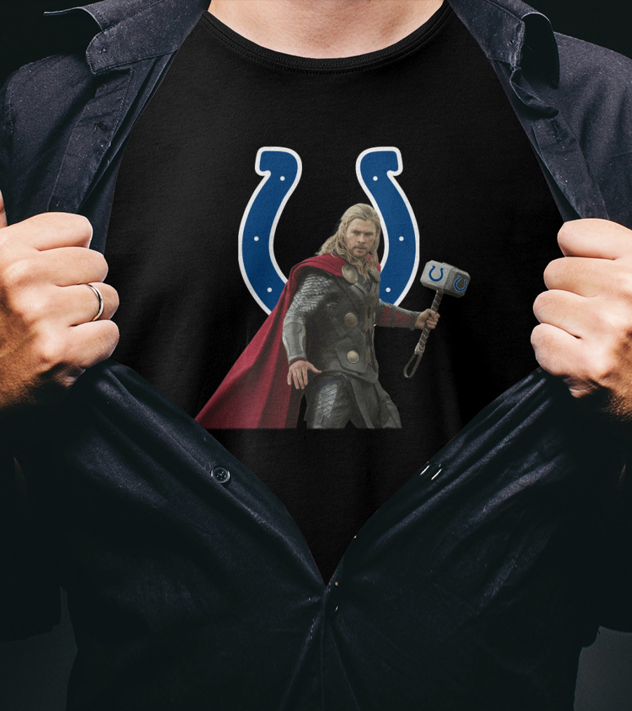 Indianapolis Colts Thor Hammer Logo Combination T-Shirt