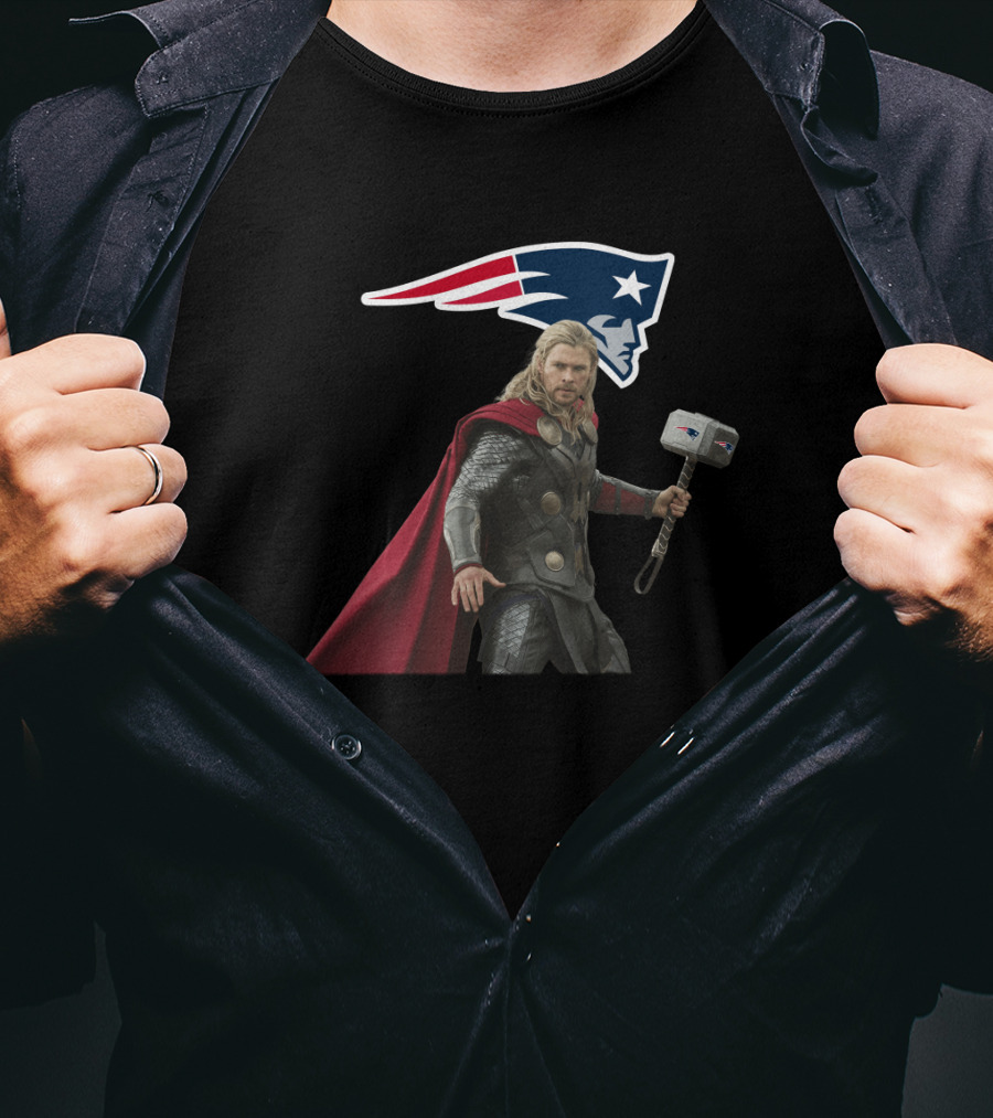 Patriots Thor Crossover Mjolnir Nfl Tribute T-Shirt