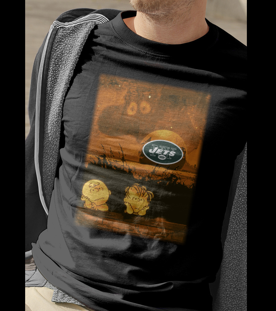 New York Jets Halloween Peanuts Football Night Scene T-Shirt