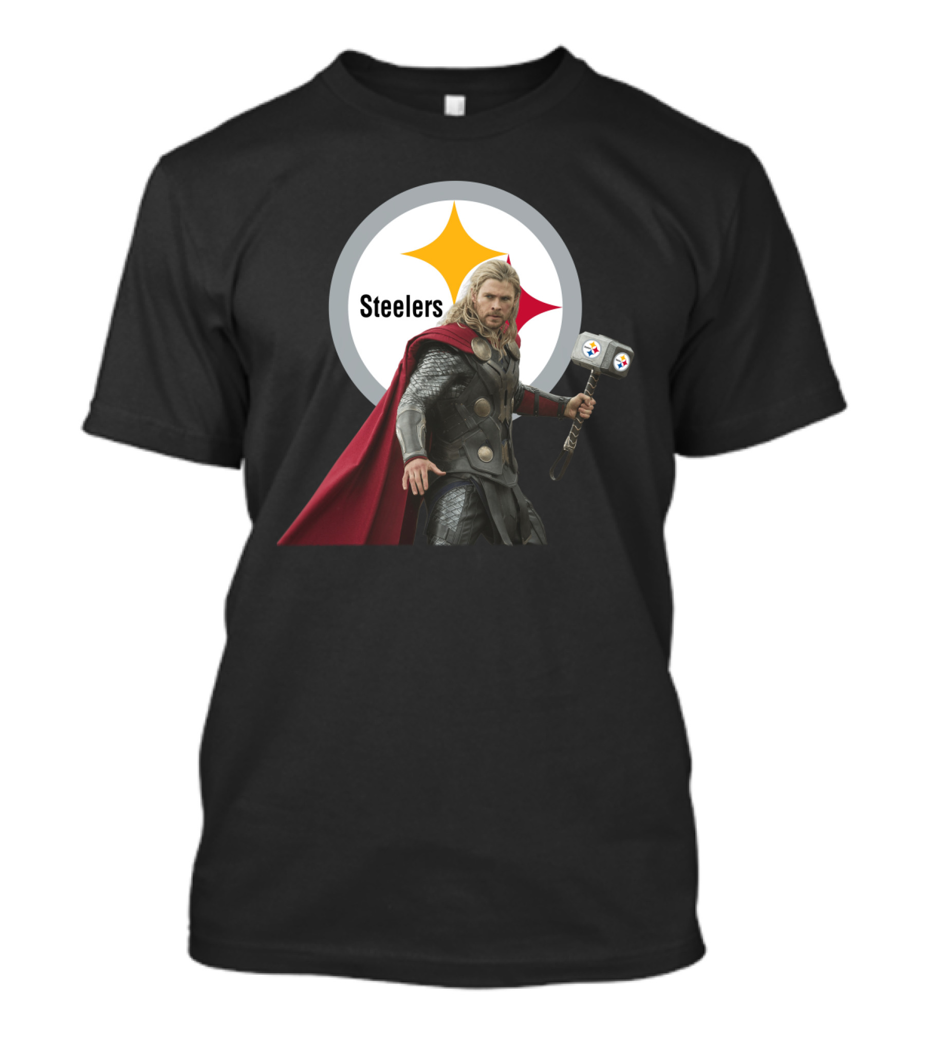 Steelers And Red Cape Hero With Hammer T-Shirt