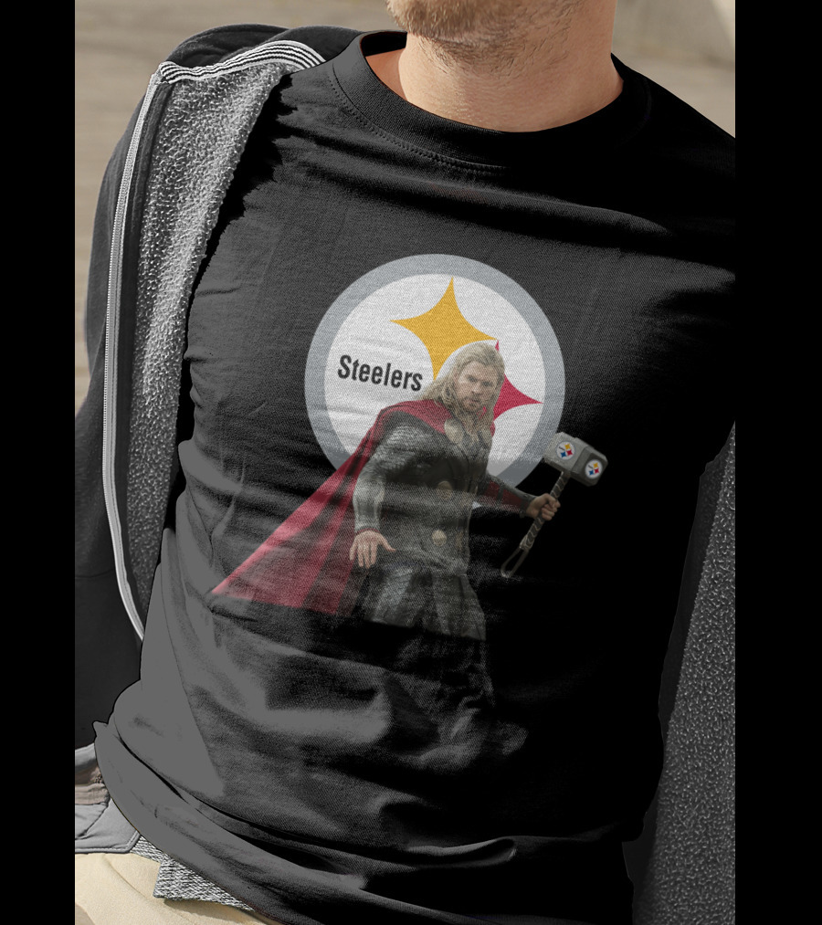 Steelers And Red Cape Hero With Hammer T-Shirt