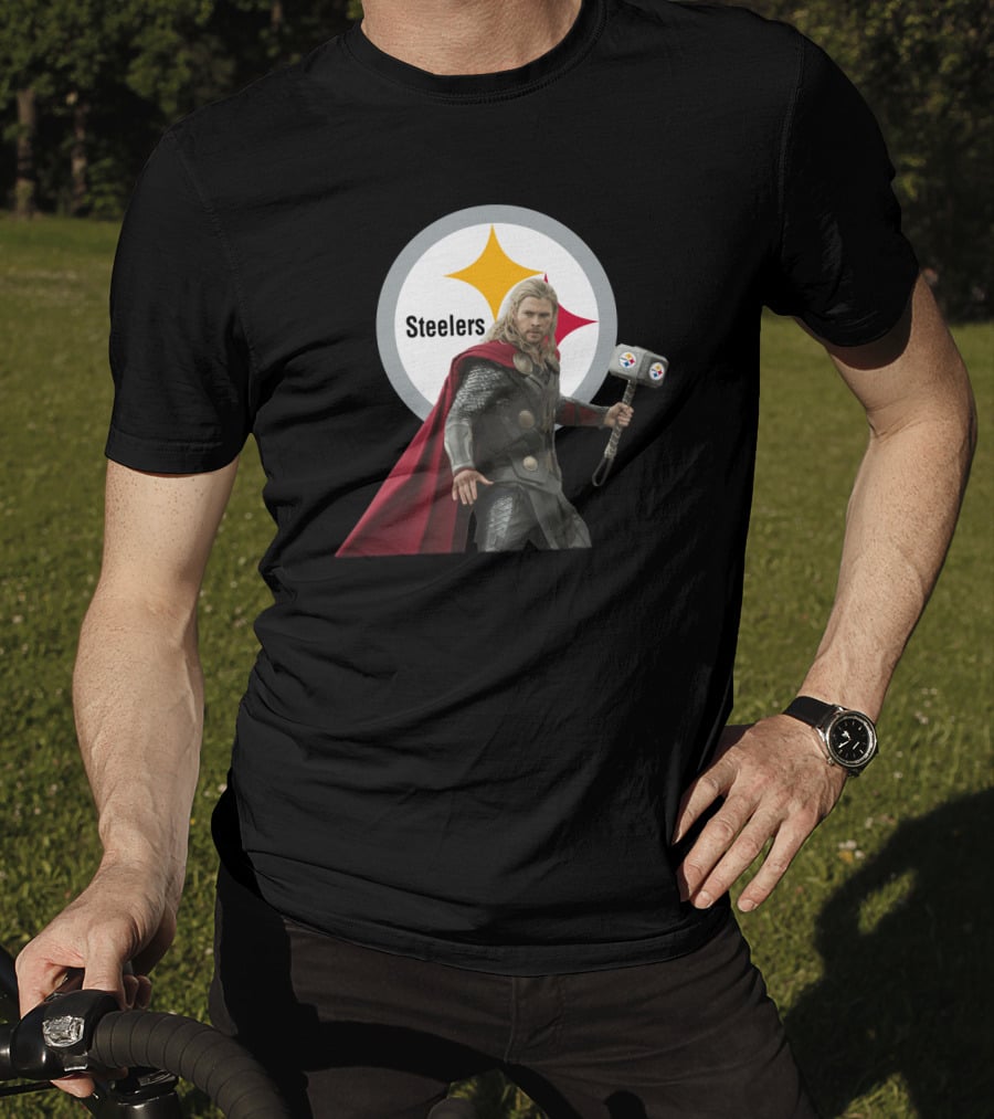 Steelers And Red Cape Hero With Hammer T-Shirt