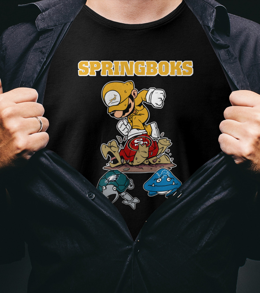 Springboks Jumping Character Over Enemies T-Shirt