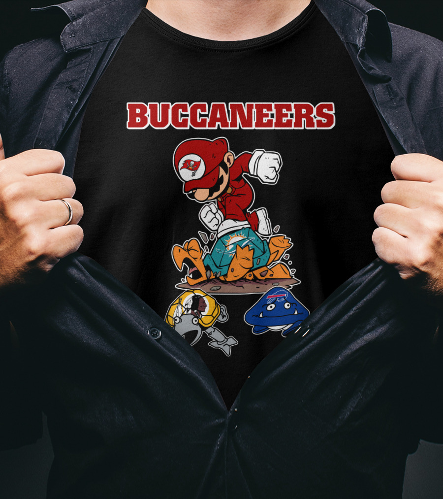 Buccaneers Mario Parody Jumping On Rivals T-Shirt