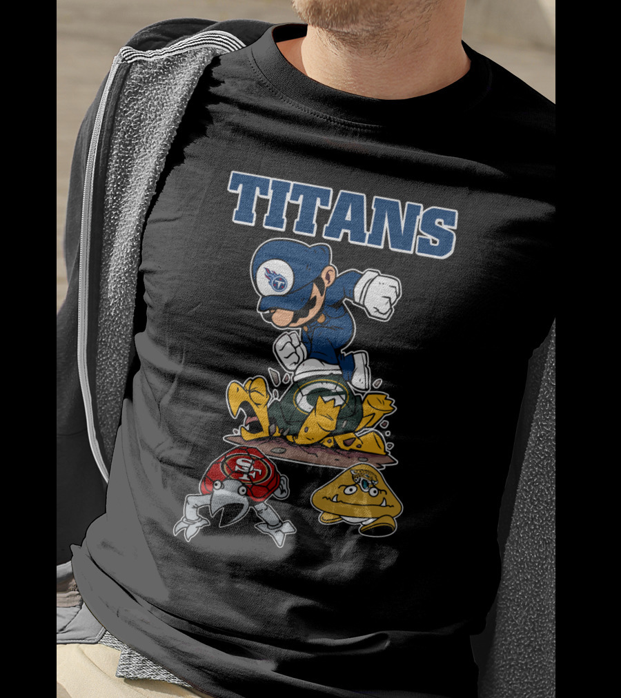 Tennessee Titans Mario Style With Defeated Team Mascots T-Shirt