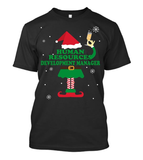 Human Resources Development Manager Elf With Champagne Festive T-Shirt