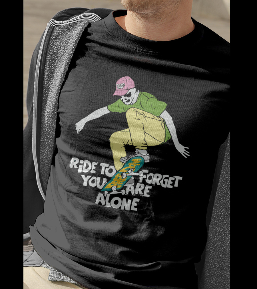 Ride To Forget You Are Alone Skateboard Freedom Skate Ride Rorschach T-Shirt