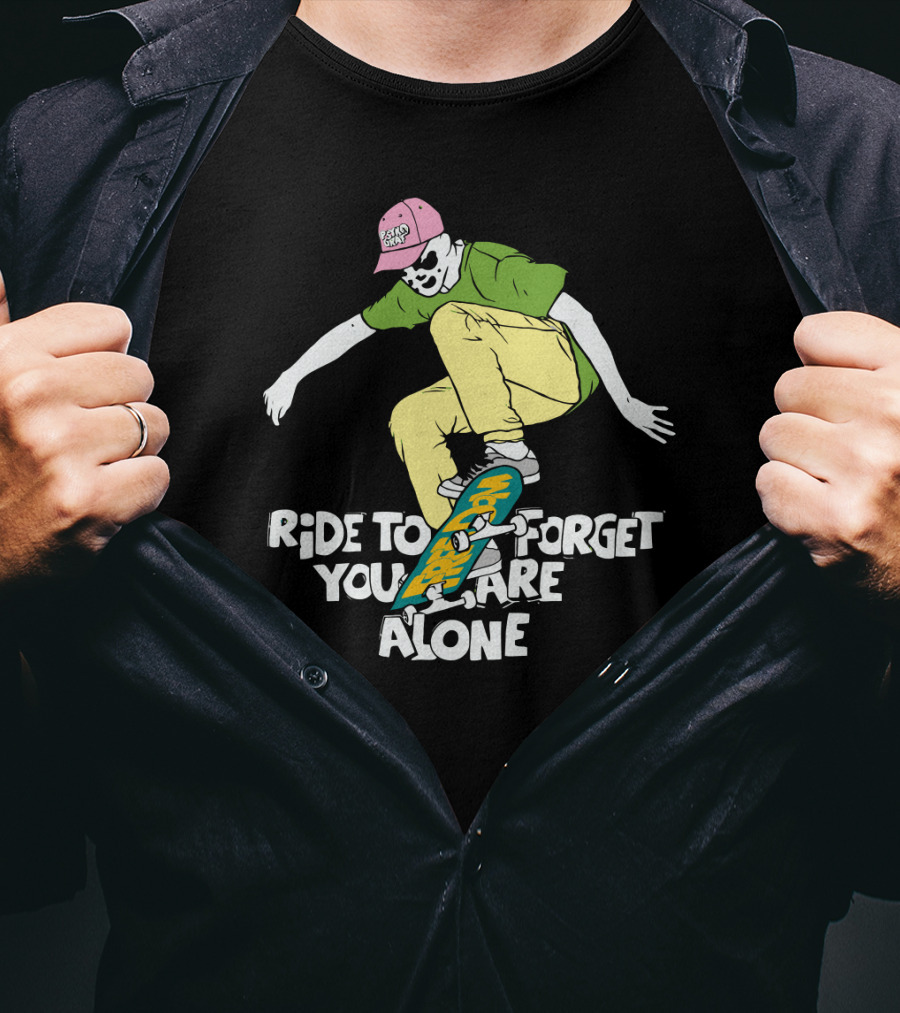 Ride To Forget You Are Alone Skateboard Freedom Skate Ride Rorschach T-Shirt