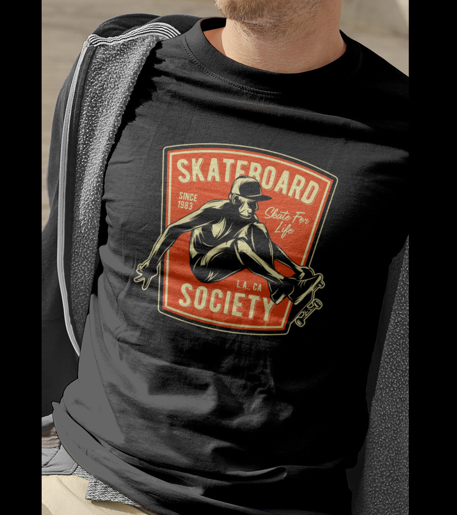 Skateboard Society Since 1983 L.a. Ca Skate For Life Vintage Skateboarding T-Shirt