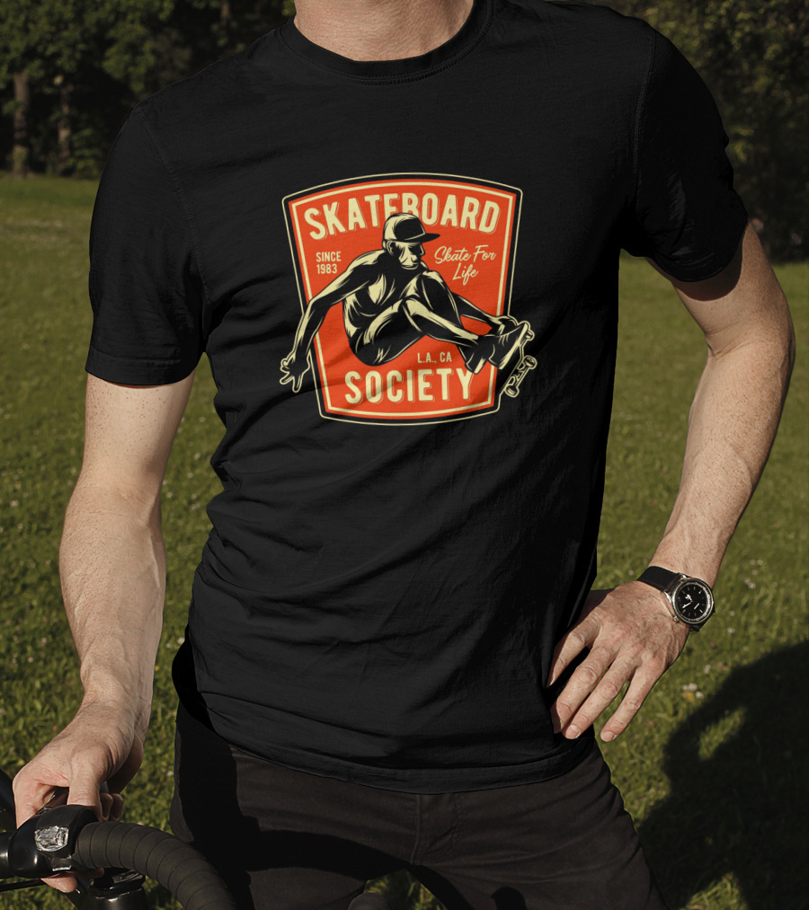 Skateboard Society Since 1983 L.a. Ca Skate For Life Vintage Skateboarding T-Shirt