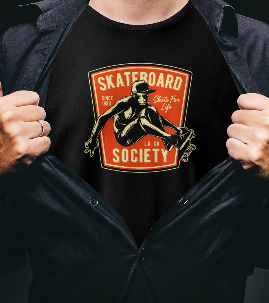 Skateboard Society Since 1983 L.a. Ca Skate For Life Vintage Skateboarding T-Shirt