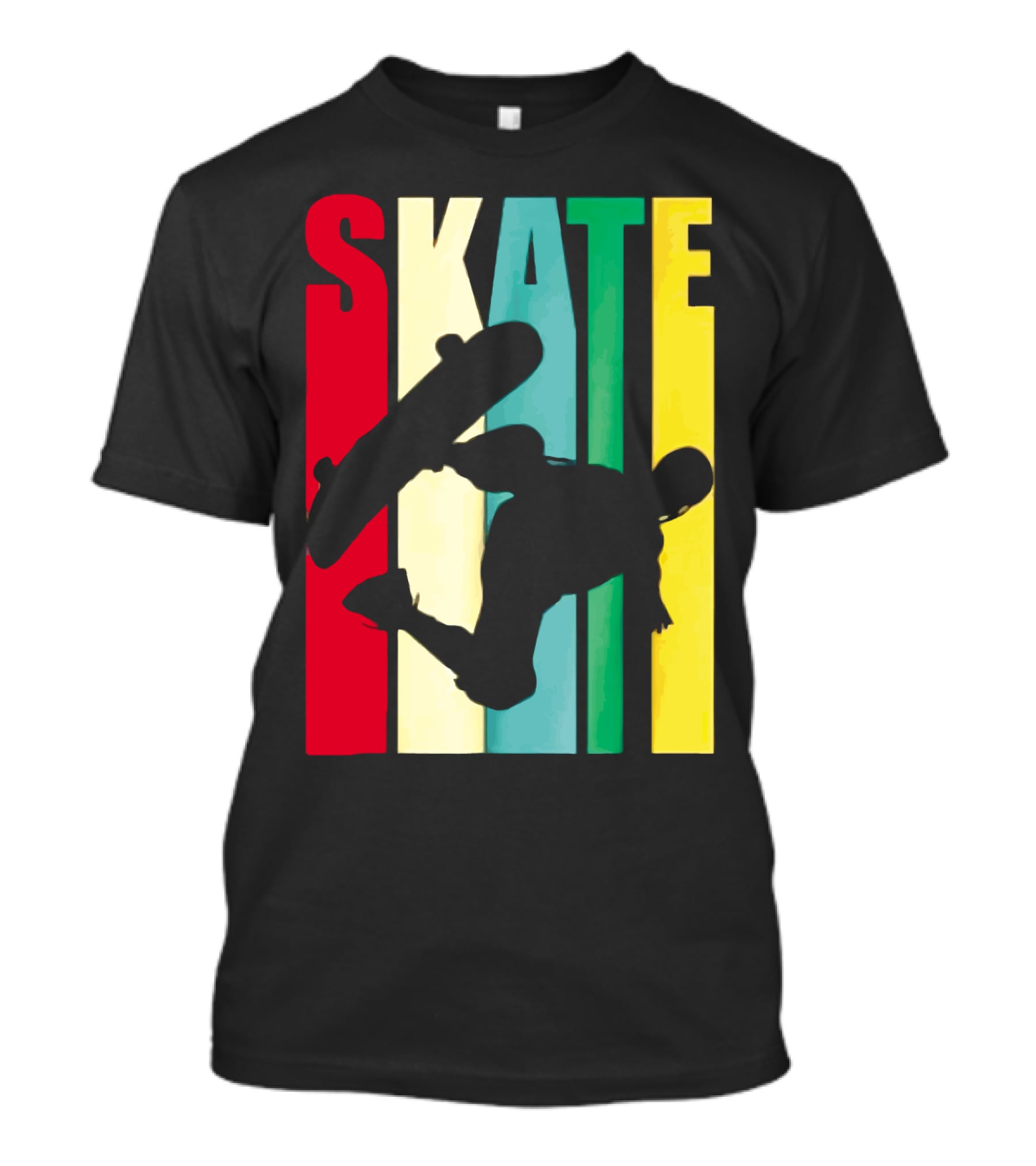 Skate Colorful Retro Vintage Skateboarding Silhouette T-Shirt