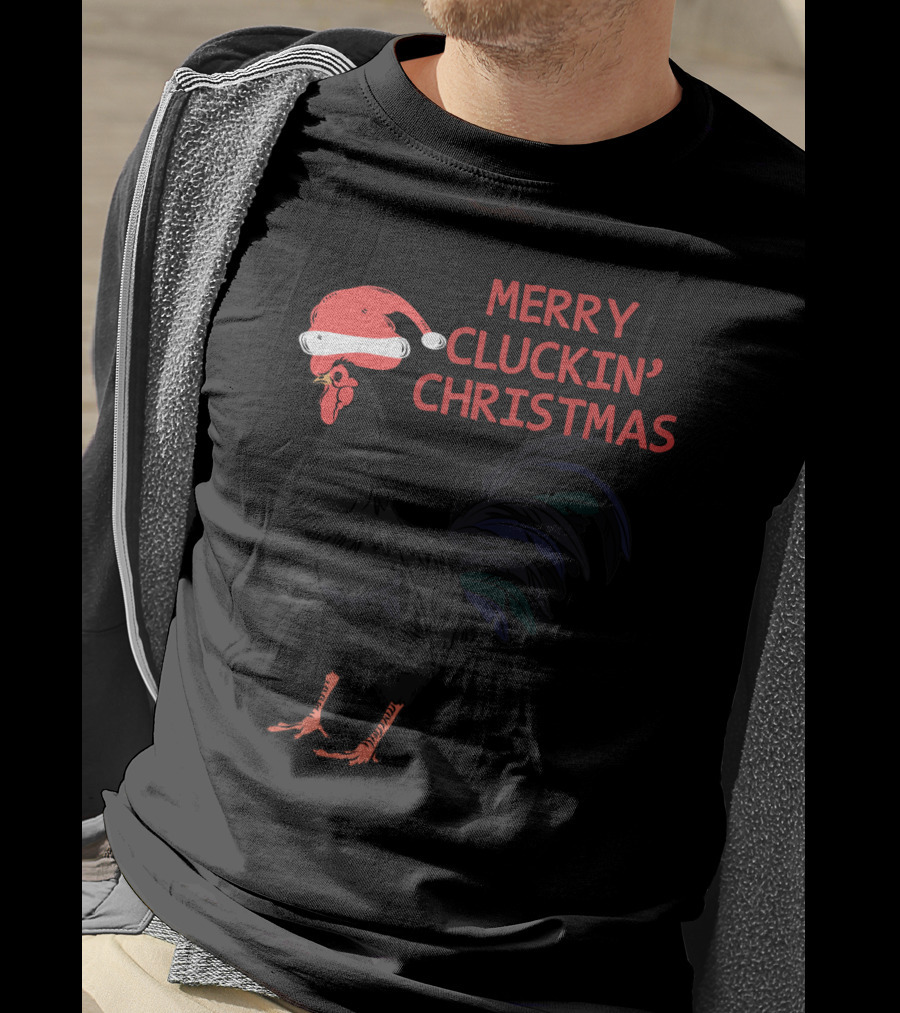 Merry Cluckin' Christmas Santa Hat Rooster T-Shirt