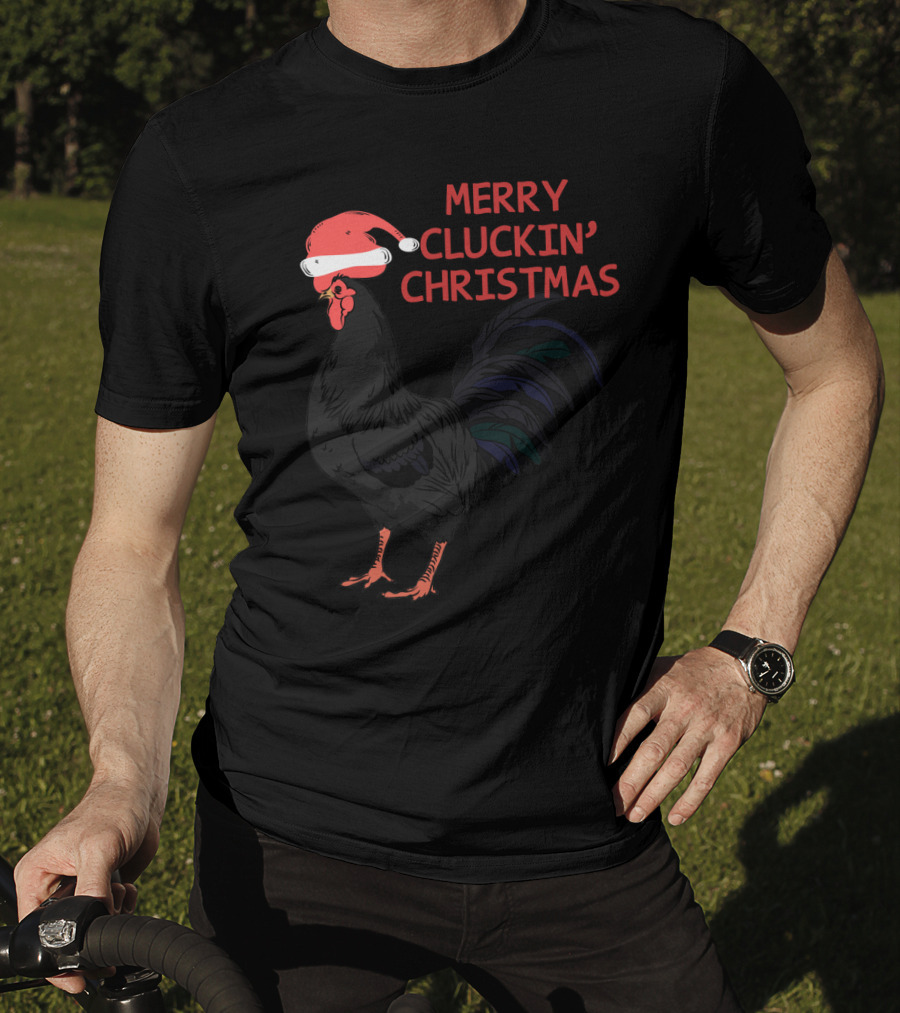 Merry Cluckin' Christmas Santa Hat Rooster T-Shirt